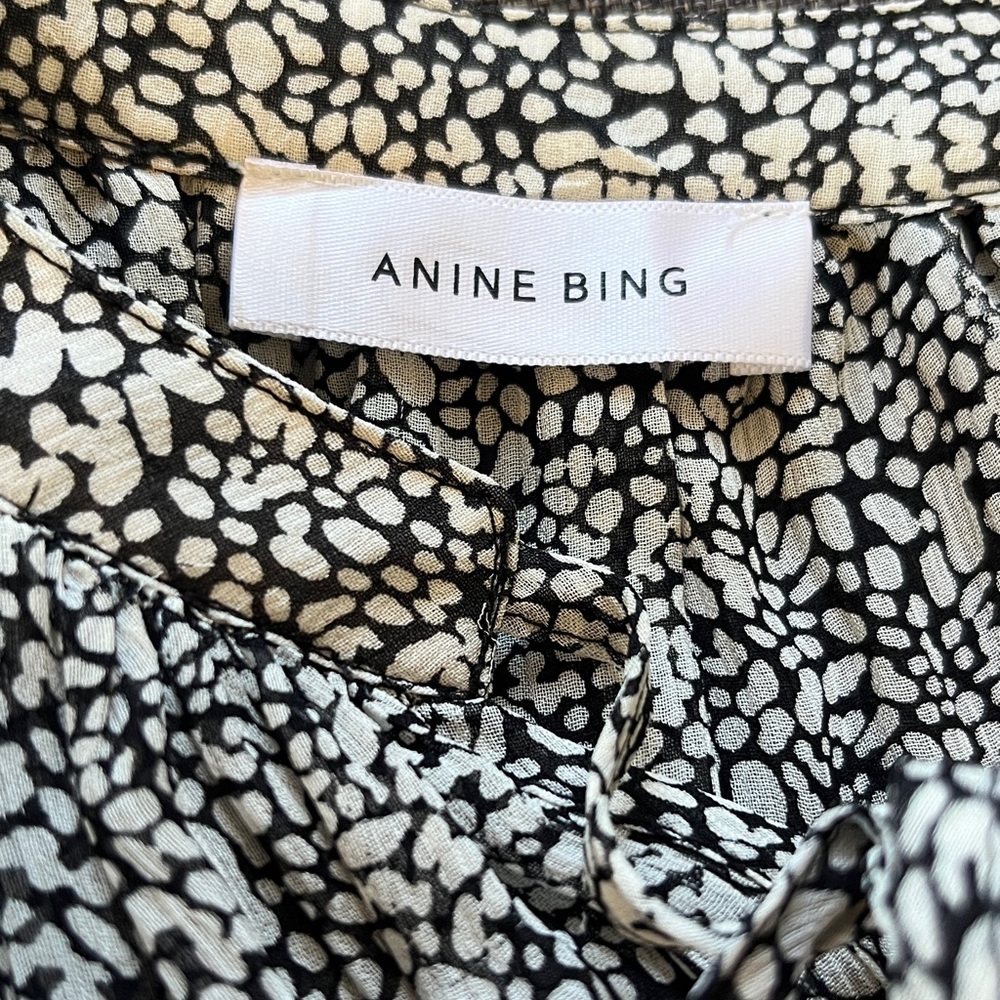 Anine Bing Abigail 100% silk black and white print blouse.  Size XS - Picture 6 of 8